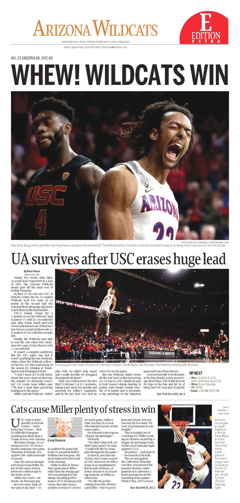 University of Arizona basketball covers, 2020, USC